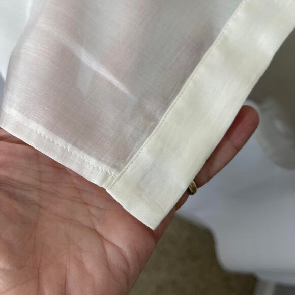 Chico's shirt blouse tunic top women's 12 semi sheer button down  up cream - Picture 6 of 16